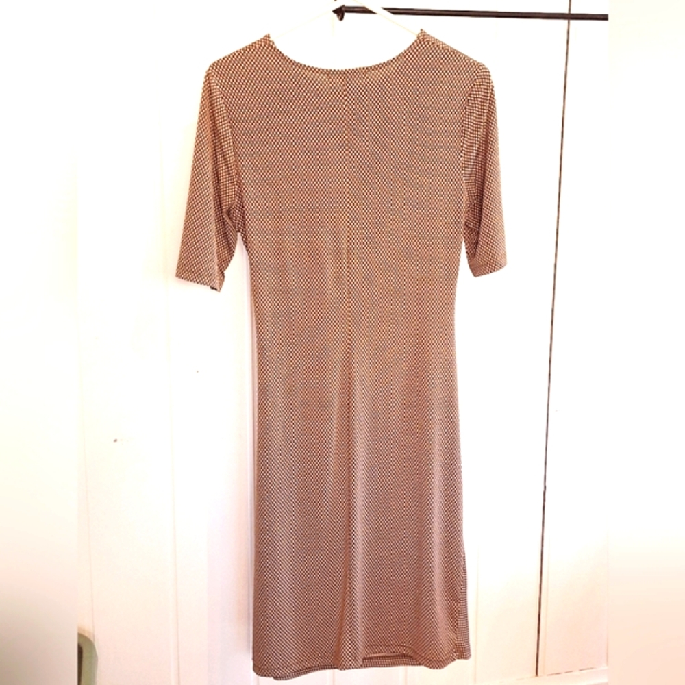 Banana Republic Brown Twist Sheath Midi Dress Sleeve Size M Very Good Condition - Picture 4 of 4
